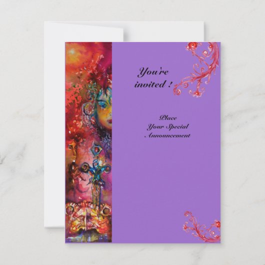 EXCALIBUR, hell rot, rosa violett Einladung (Rückseite)