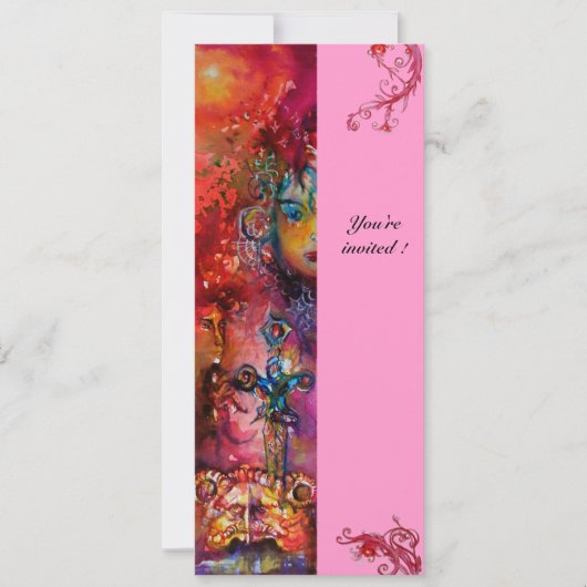EXCALIBUR, hell rot, rosa violett Einladung (Vorderseite)