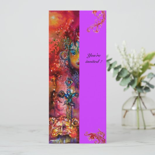 EXCALIBUR, hell rot, rosa violett Einladung (Stehend Vorderseite)
