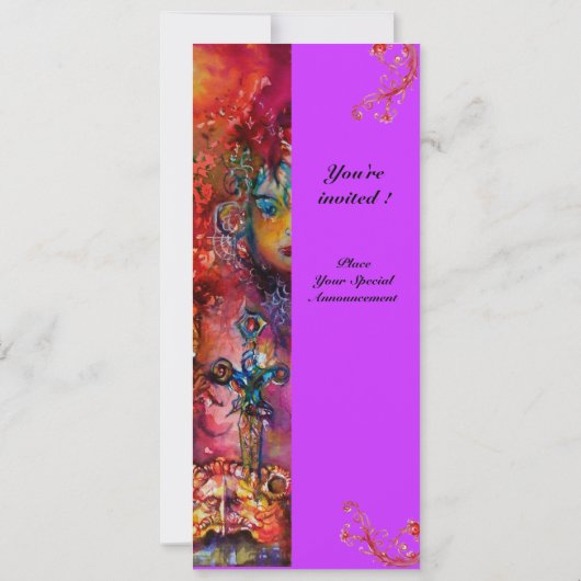 EXCALIBUR, hell rot, rosa violett Einladung (Rückseite)