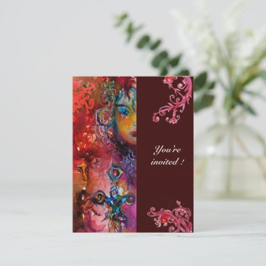 EXCALIBUR, hell rot, schwarz Einladung (Stehend Vorderseite)