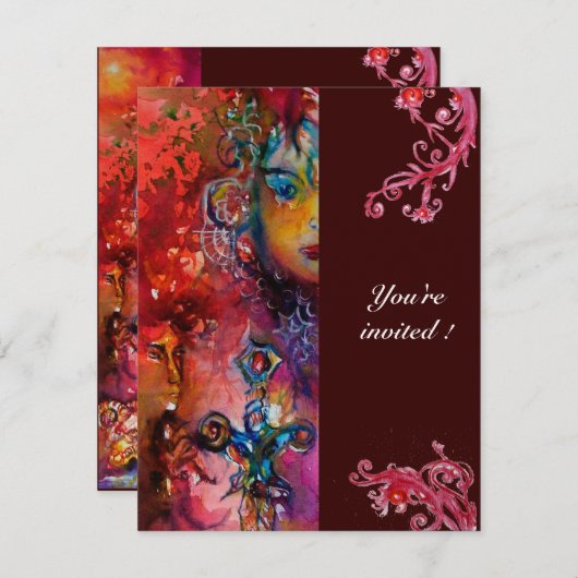 EXCALIBUR, hell rot, schwarz Einladung (Vorne/Hinten)