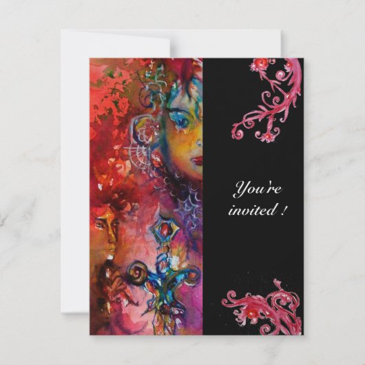 EXCALIBUR, hell rot, schwarz Einladung (Vorderseite)