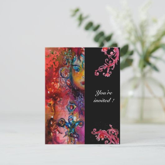 EXCALIBUR, hell rot, schwarz Einladung (Stehend Vorderseite)