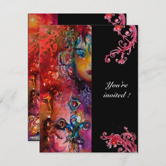 EXCALIBUR, hell rot, schwarz Einladung (Vorne/Hinten)