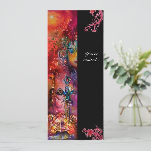 EXCALIBUR, hell rot, schwarz Einladung (Stehend Vorderseite)