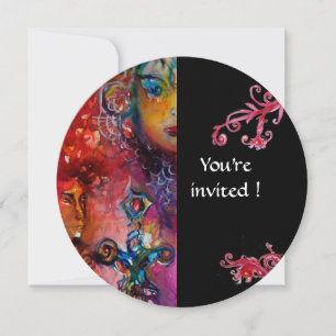 EXCALIBUR, hell rot, schwarz Einladung