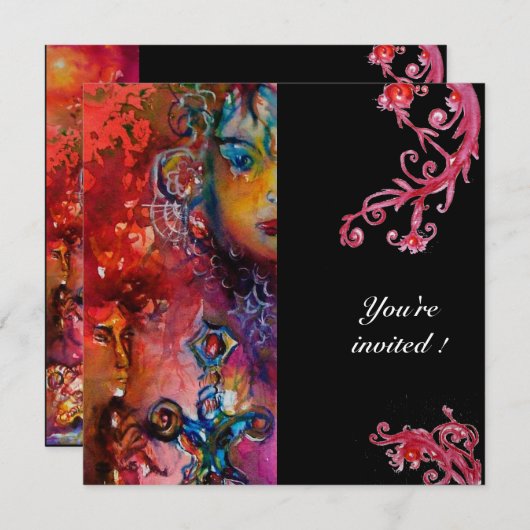 EXCALIBUR, hell rot, schwarz Einladung (Vorne/Hinten)