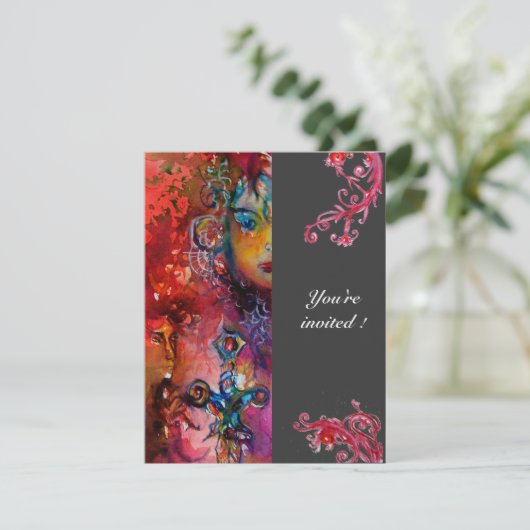 EXCALIBUR, hell rot, schwarz Einladung (Stehend Vorderseite)