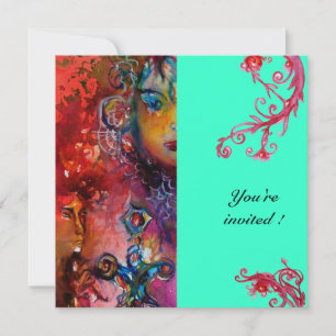 EXCALIBUR, hellrot, blau Einladung