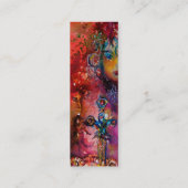 EXCALIBUR, hellrot, rosa, blaues metallisches Gold Mini Visitenkarte (Rückseite)