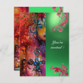 EXCALIBUR Juwel hell rot, rosa blau orange grün Einladung (Vorne/Hinten)