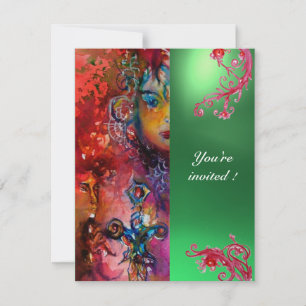 EXCALIBUR Juwel hell rot, rosa blau orange grün Einladung