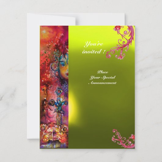 EXCALIBUR Juwel hell rot, rosa orange gelb Einladung (Rückseite)