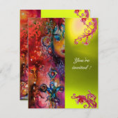 EXCALIBUR Juwel hell rot, rosa orange gelb Einladung (Vorne/Hinten)