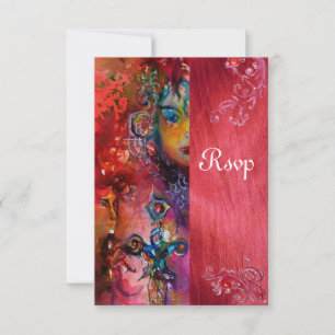 EXCALIBUR, leuchtend rot, blau uAwg RSVP Karte