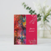 EXCALIBUR, leuchtend rot, lila-blau, rosa weiß Einladung (Stehend Vorderseite)