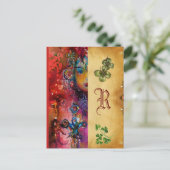 EXCALIBUR Monogramm Parchment St.Patrick's Day Postkarte (Stehend Vorderseite)