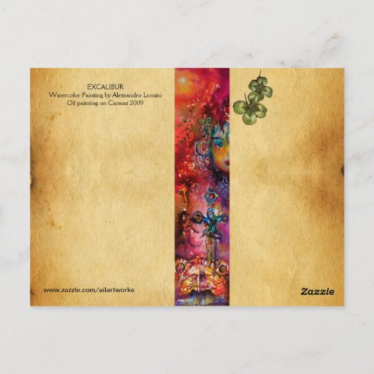 EXCALIBUR Monogramm Parchment St.Patrick's Day Postkarte (Rückseite)