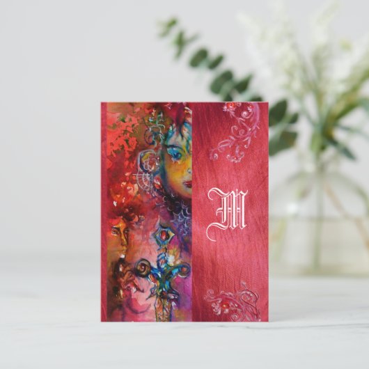 EXCALIBUR QUEEN DER MAGIC SWORD Fantasy Monogram Postkarte (Stehend Vorderseite)