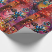 EXCALIBUR, rotes lila Blau Geschenkpapier (Ecke)