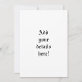 Excalibur und Arthur Einladung (Rückseite)