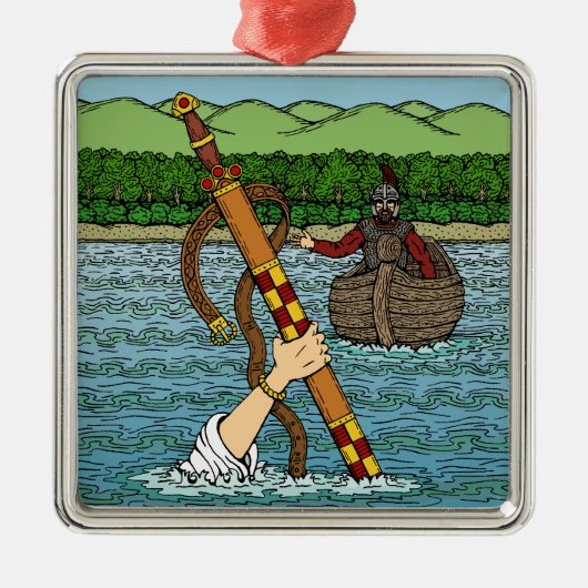 Excalibur und Arthur Silbernes Ornament (Vorne)