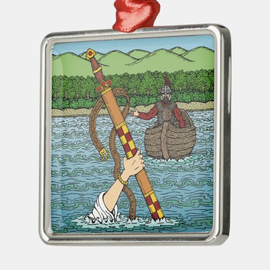 Excalibur und Arthur Silbernes Ornament (Links)
