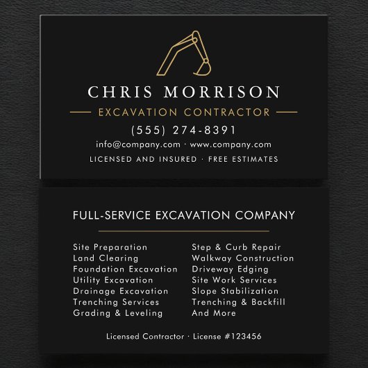 Excavation Operator Contractor Professional  Visitenkarte