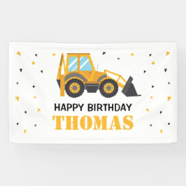 Excavator Construction Birthday backdrop Banner