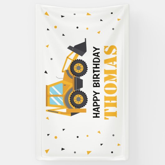 Excavator Construction Birthday backdrop Banner (Vertikal)
