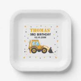 Excavator Construction Birthday Paper Plates Pappteller