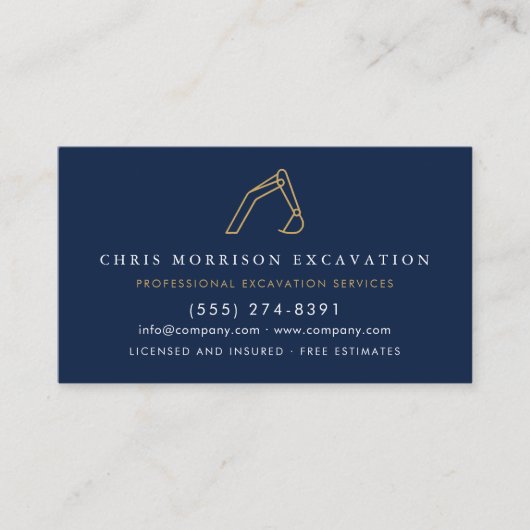 Excavator Construction Contractor QR Code Visitenkarte (Vorderseite)