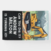 Excavator Construction Equipment Digger Birthday Banner (Horizontal)