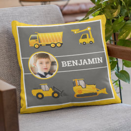 Excavator Dump Truck Construction Photo Kids Room Kissen