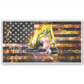 Excavator Flag Sparks Aufkleber (Vorderseite)
