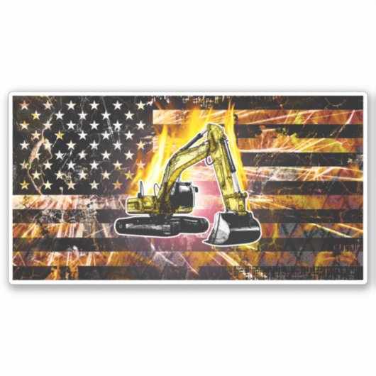 Excavator Flag Sparks Aufkleber (Vorderseite)