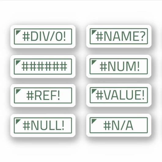 Excel-Fehler-Messages-Paket von 8 Aufkleber (Vorderseite)