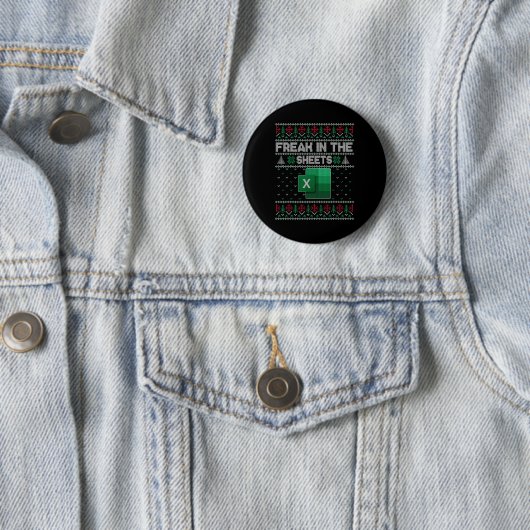 Excel-Freak in den Tabellen hässlicher Pullover Button (Beispiel)