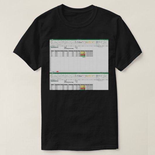 Excel-Kalkulationstabelle 3 T-Shirt (Design vorne)