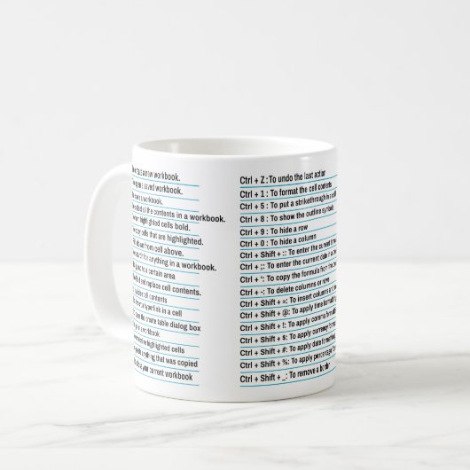 Excel-Kurzbefehl, Geschenk für Director Cheat Shee Kaffeetasse (Vorderseite Links)
