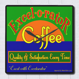Excel-o-rator Coffee Funny Retro Wall Clock Quadratische Wanduhr