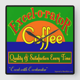 Excel-o-rator Coffee Funny Retro Wall Clock Quadratische Wanduhr