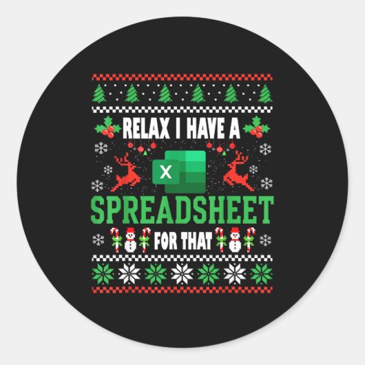 Excel Ugly Christmas Sweater I Have A Spreadsheet Runder Aufkleber (Vorderseite)