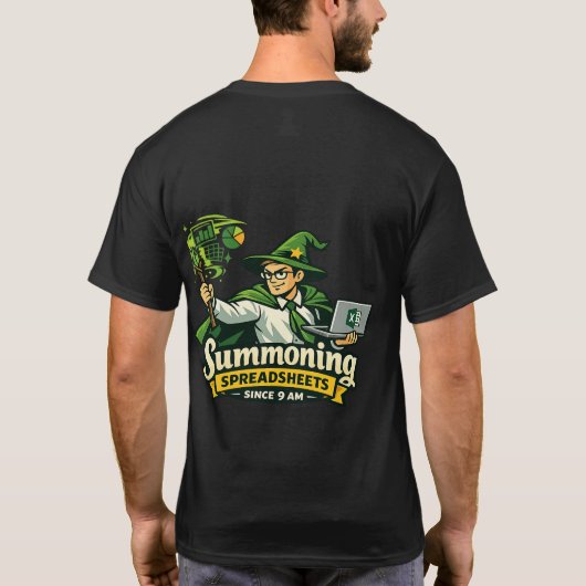 Excel-Zauberer – Lustiger Tabellenkalkulations-Zau T-Shirt (Rückseite)