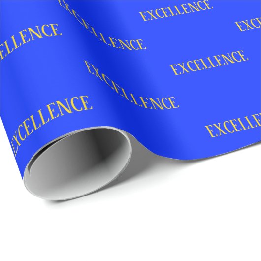Excellence Elegant Blue Yellow Gold Wrapping Paper Geschenkpapier (Rolleneckpunkt)