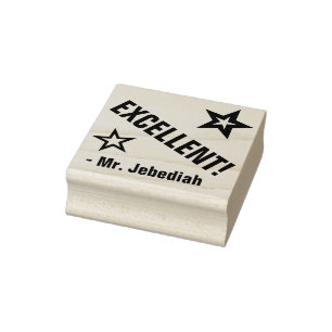 "EXCELLENT!" + Tutor Name Rubber Briefmarke Gummistempel