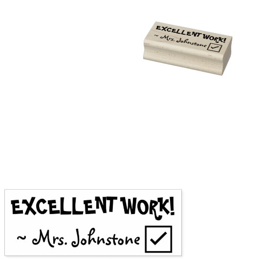"EXCELLENT WORK!" + Teacher's Name Rubber Briefmar Gummistempel (Stempel)