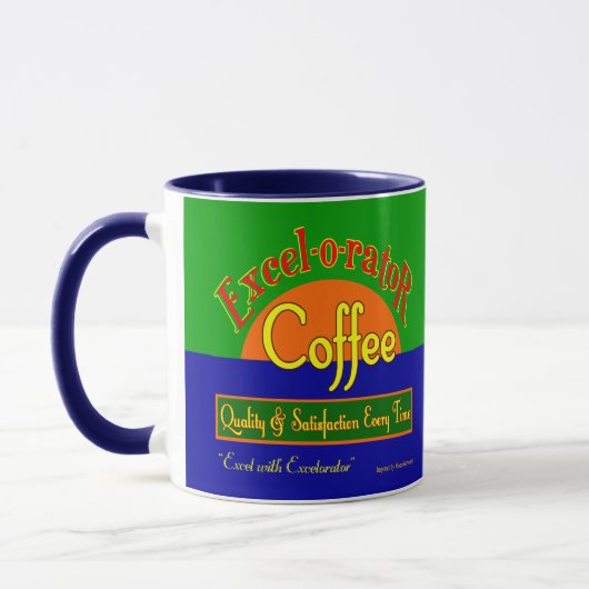 Excelorator Coffee Sprichwort Retro Label Tasse (Links)