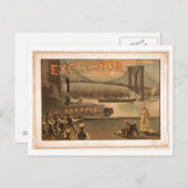 Excelsior 1883 Brooklyn Bridge New York City c1883 Postkarte (Vorne/Hinten)
